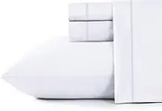 100% Egyptian Cotton Bed Sheets Queen Size Set 4 Pcs, 600 TC Fitted sheet+Flat sheet +Pillowcases,Breathable Soft & Silky Sateen Fits Mattress From 10" Up to 16" Deep Pocket ( White, King )