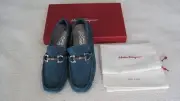 NEW SALVATORE FERRAGAMO SALAMANCA teal Suede Leather Men Loafers Size 6.5 EEE