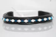 16" (Horse) Black Browband w/Howlite Beads & Turquoise Crystals