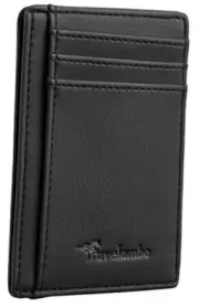 Front Pocket Minimalist Leather Slim Wallet RFID Blocking Medium Black Delux