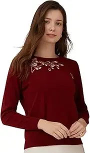 [ZHILI] Women's Knit Pattern Pullover 100% Cashmere Sweater