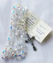 Rosary Beads - Swarovski Crystal 925 Argento - Sterling Silver Crucifix *New*