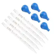 5pcs 10ml Dropper Pipettes Lab Graduated Scaled Tool with Blue Rubber Cap New