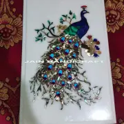 24" x 18" white Marble Center wall peacock Table Top Inlay lapis paua shell