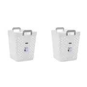 2x Boxsweden Diamond Laundry Hamper Basket Dirty Clothes Storage 40x50.5cm White