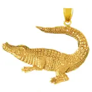 14K Gold 44MM Wide Alligator Pendant