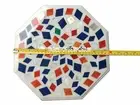 12'' White Marble Side Coffee Table Top Mosaic Multi Stone Arts Decor Furniture