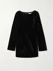 [Loulou de Saison] Loulou de Saison - + Net Sustain Alava Crushed-velvet Mini Dress - Black - small small Black