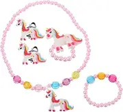 [JOINPAYA] Girls Unicorn Jewelry Kit 4pcs Boys and Girls Jewelry Set Necklace Bracelet Ring Earring for Party