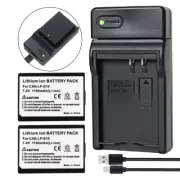 2x LP E10 Battery +slim Charger for Canon T7 T6 T5 T100 EOS 4000D 3000D 2000D
