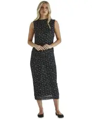 [Sass] Lauretta Mesh Dress in Black Ditsy