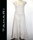 TAHARI 100% LINEN NATURAL COLOR TWO PIECE SET TOP & WIDE LEG CROP PANTS sz L/XL