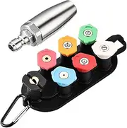 Turbo Nozzle for Pressure Washer,4000PSI Rotating Turbo Nozzle 1/4inch Quick Connect,7 Sprays Nozzle Tips&Nozzle Holder