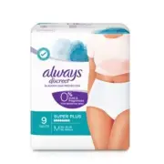 Always Discreet Incontinence Underware, Plus Medium, 9 Pack