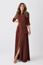 Lydia Millen Soft Tailored Belted Maxi Shirt Dress