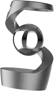 Folpus Gravity Defying Kinetic Fidget Toy Relaxing Toy Decorative for Gift Metal Desk Floating Gyroscope, with Levitating Ball, Gray Silver Ball