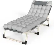Camping Cot W/Mat Adjustable 4 Position Camping Beds Portable Folding Bed Guest