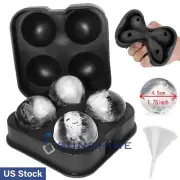 ICE Balls Maker Round Sphere Tray Mold Cube Whiskey Cocktails Silicone + Funnel
