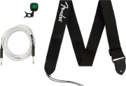 Genuine Fender Accessories Bundle Pack -- Cable, Clip-on Tuner, Strap