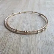 Amelia, Gold Beaded Anklet, Waxed Cord Anklet, Gold Anklet, Adjustable Anklet