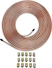 25 ft Car Brake Line Car Brake Line Hose Roll Tube 15 Accessories Included Brake Line Tubing Coil Sturdy Replace Kit, Out Dia 9.53mm