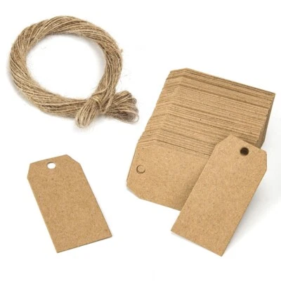 Vintage Kraft Gift Tags with String 100pcs for Product Labels and Price Tags