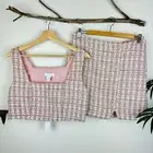 NWT House of Harlow 1960 Pixie Dust Tweed Pink Top and Mini Skirt Set SIZE S