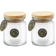36 x 250ml Round Glass Jars Food Storage Jar Canister Container Wooden Lid Kitchen