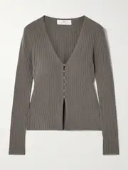 [Arch4] Arch4 - New Cami Ribbed Cashmere Cardigan - Army green - x large x large Green