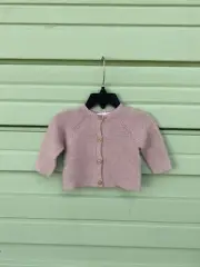 New ZARA Baby SEED STITCH KNIT JACKET dusty pink 9 12 MONTHS Cardigan WOOL