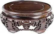 Bonsai Vase Teapot Decoration Bracket Hollow Out Carving Round Display Base(Medium)