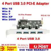 4 Port USB 3.0 Hub PCI-E PCI Express Card Adapter 5 Gbps Speed 15 pin connector