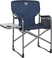 TIMBER RIDGE Hot and Cold Outdoor Folding Chairs with Cup Holder and Storage Pouch Ideal for Camping Lawn Patio Indoor, Heavy Duty Supports 300lbs, Blue