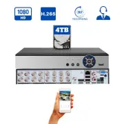 16 Channel H.265 AHD TVI CVI Analog Surveillance Security DVR 4TB Hard Drive