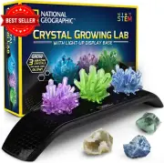 National Geographic Crystal Growing Kit 3 Crystals 3-5 Days Light-Up Stand Gems