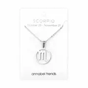 Annabel Trends Stainless Steel Pendant Zodiac Scorpio Unisex Accessory Silver