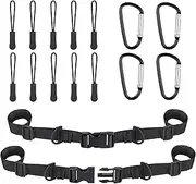 Pack of 16 Chest Straps for Backpack, with 4 Aluminium Carabiners and 10 Zip Tags, Backpack Chest Strap Retrofitting, for Outdoor, Ideal for Climbing, Hiking and Jogging