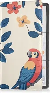 [Caihoyu] Premium Leather Auto Registration Insurance & ID Card Holder Men Women Automobile Wallet Case Organizer for any Car, Truck, Motorcycle, Trailer or Boat Cartoon Funny Macaw