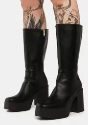 [Lamoda] Wide Calf Slick Nicks High Boots