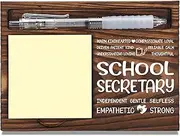 School Secretary Appreciation Gifts, Thank You Gift for School Secretary, Office Staff Appreciation Gifts, Sticky Note Holder Wooden Notepad & Pen Holder 6.5" x 4.7" - FTA254