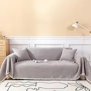 HANDONTIME Couch Cover for Dogs Grey Sectional Couch Covers for 3 Cushion Couch Sofa Flower Lace Sofa Covers Machine Washable Easy Install Futon L Shaped Couch Cushion Covers for Cat Kids, 71" X150"