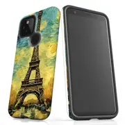 For Google Pixel 4a 5G Tough Protective Cover, Eiffel Tower Painting