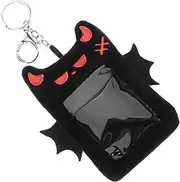 SHINEOFI Plush Id Card Holder Devil Wings Photocard Case Keychain Cute Plush Photocard Sleeves Student Accessory
