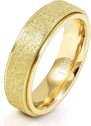 [DURSI] 4 Pcs Spinner Rings for Women Men Stainless Steel Worry Thumb Fidget Band Ring for Anxiety Moon Start Relieving Wedding Promise Rings Set 5 - 6MM
