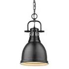 Golden Lighting Duncan Small Pendant, Black/Black Shade - 3602-SBLK-BLK