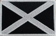 Scotland Flag Patch W/ VELCRO® Brand Fastener St Andrew's Cross Black & White 01