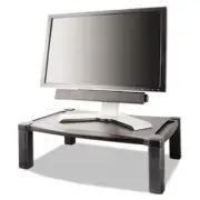 Wide Deluxe Two-level Monitor Stand, 20" X 13.25" X 3" To 6.5", Black, Supports