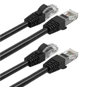 2PK Cruxtec 10m CAT6/RJ45 Network Lead Cable LAN Ethernet Internet Router Black