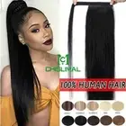14-34in One-Piece 50g Human Hair Ponytail Extensions Wrap Around Straight Women