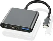 PE-C to Three-in-one 4K Adapter Cable Converter pe-c to +USB HD Cable Docking Station Black Shell Black line Black Shell Black line One Size
